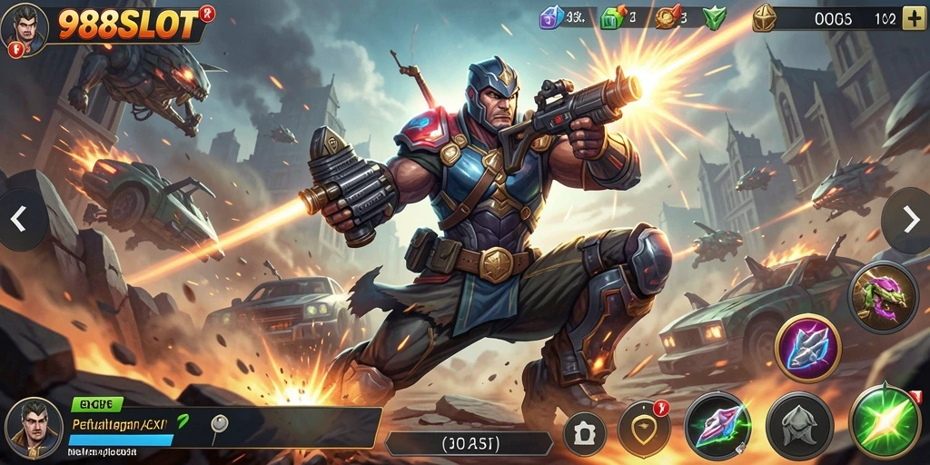 Tampilan aksi mendebarkan di gameplay 988SLOT.