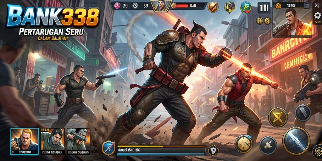 Screenshot utama BANK338 menampilkan aksi seru dalam game bertipe Action.