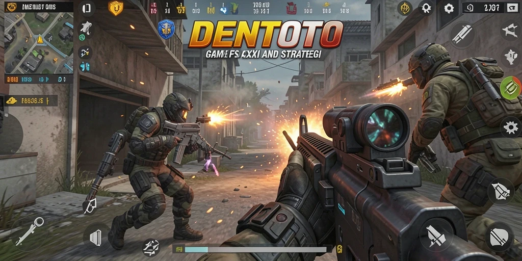Gameplay DENTOTO yang intens dan penuh aksi FPS.