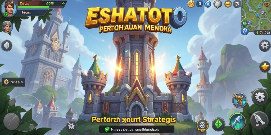 Tangkapan layar ESHATOTO dengan aksi menara pertahanan yang intens.