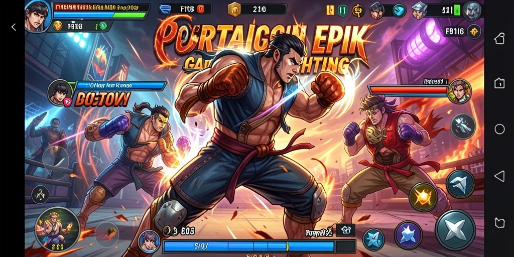Screenshot FB168 menampilkan pertarungan seru antara karakter-karekter unik.