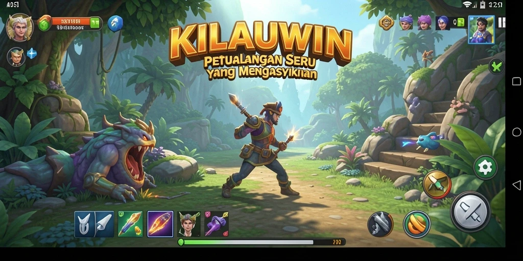 Tangkapan layar gameplay KILAUWIN yang penuh aksi dan petualangan.