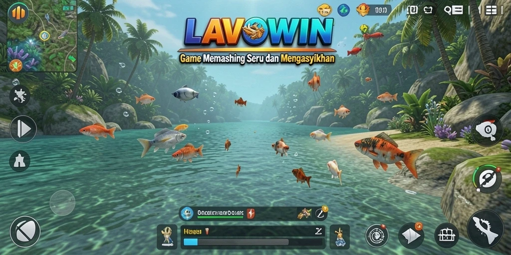 Tangkapan ikan yang menakjubkan dalam gameplay LAVOWIN.