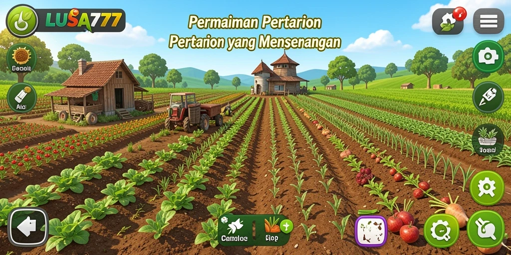 Tampilan gameplay LUSA777 dengan aktivitas bertani yang seru.