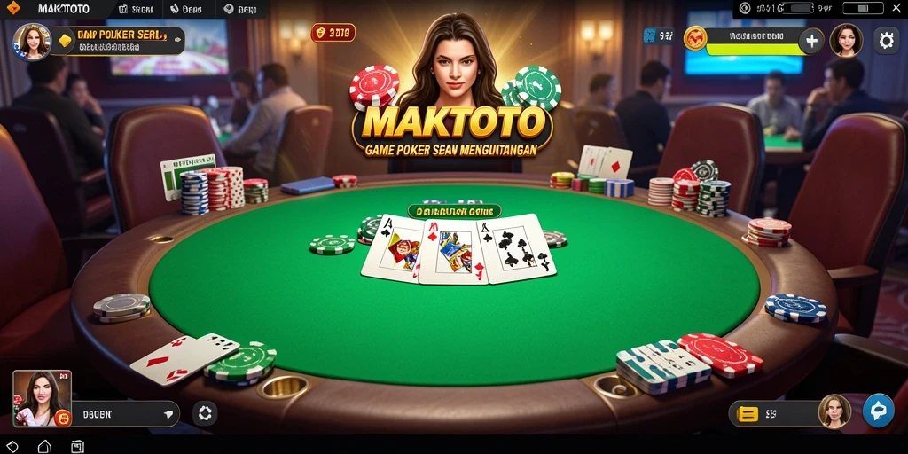 Tampilan utama gameplay Poker di MAKTOTO yang menarik dan interaktif.