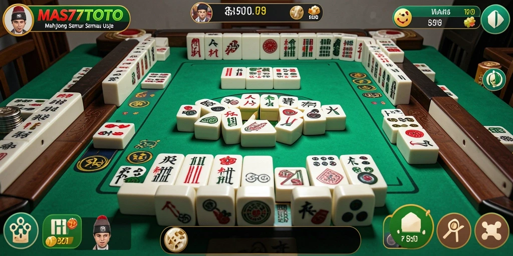 Tampilan gameplay seru dalam MAS77TOTO dengan suasana Mahjong yang menarik.