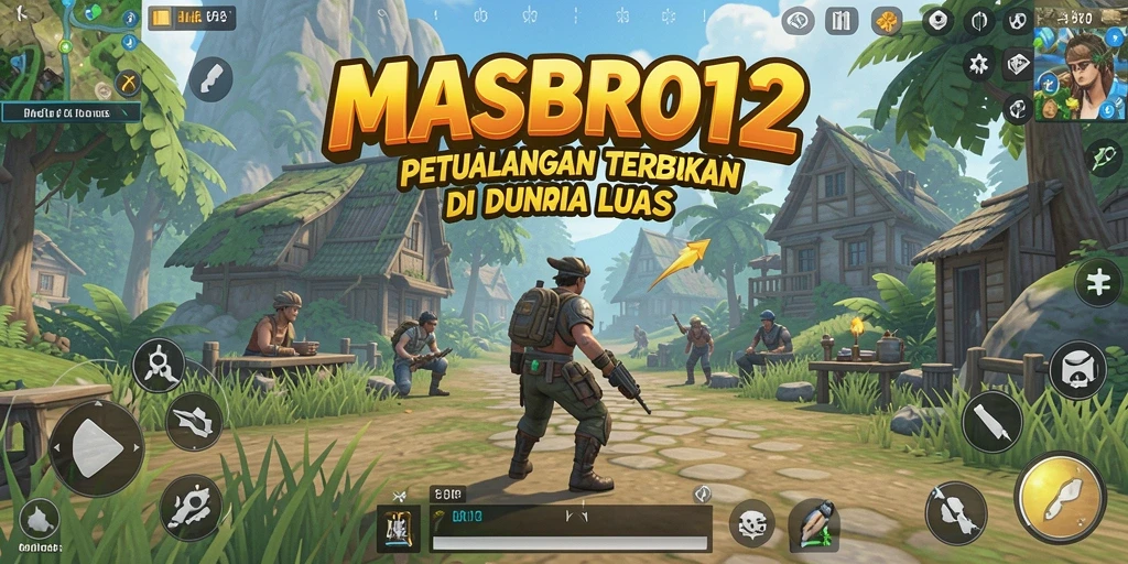 Tampilan gameplay MASBRO12 di dunia terbuka yang luas.