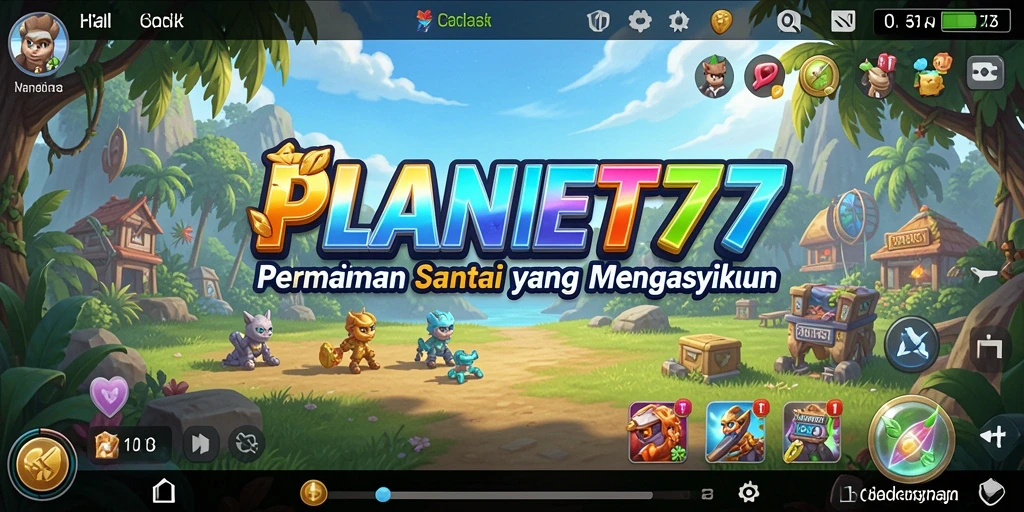 Tampilan gameplay <strong>PLANET77</strong> yang penuh warna dan seru.