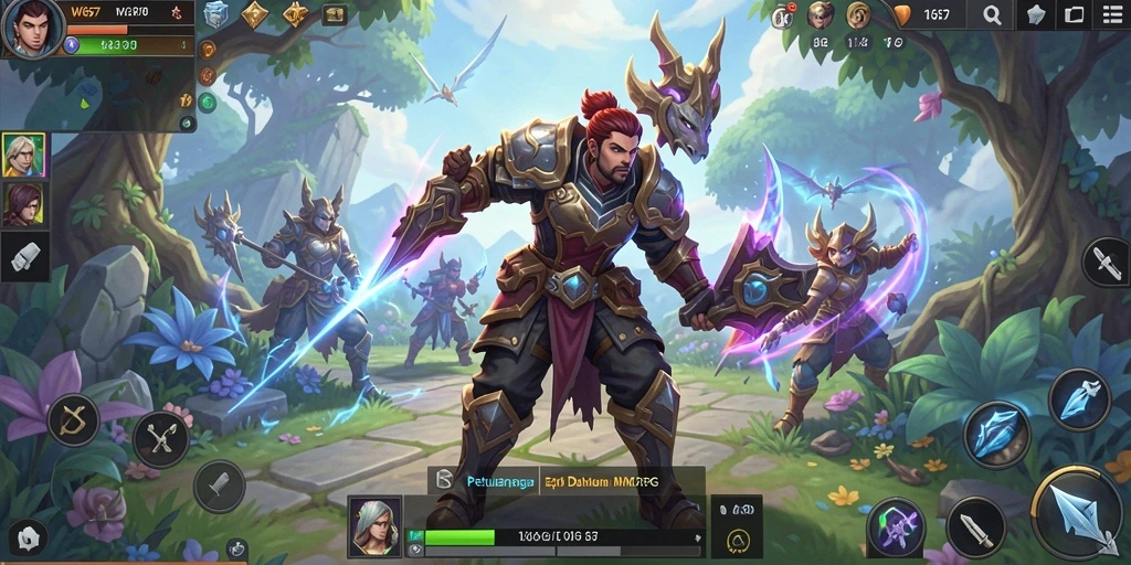 Skrinsut utama W67 menampilkan pertempuran mendebarkan di dunia MMORPG.