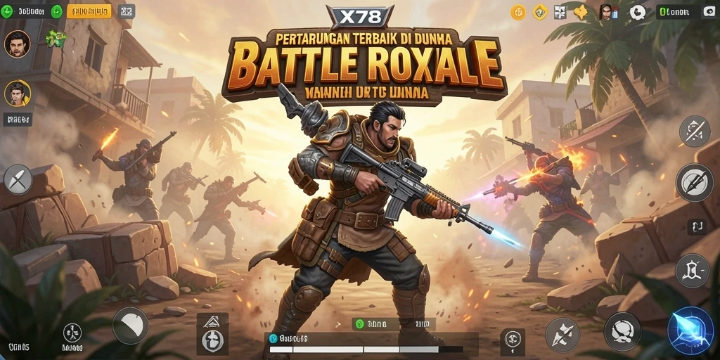 Gameplay menegangkan di X78 dengan aksi Battle Royale yang intens.